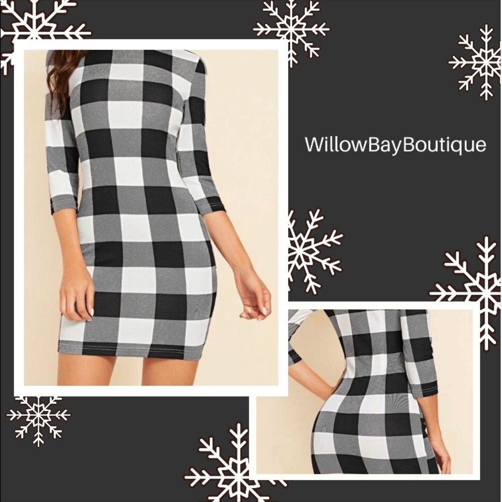 🔷Back in stock! Black and White Plaid Dress.